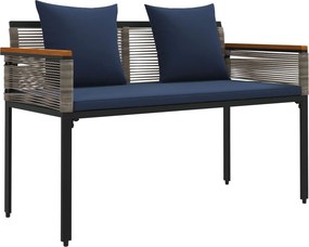 vidaXL Kerti pad Szürke és sötétkék 117 x 54 x 74.5 cm polirattan