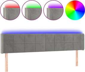 vidaXL világosszürke bársony LED-es fejtámla 203 x 16 x 78/88 cm