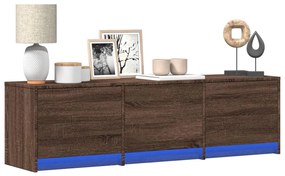 barna tölgy színű szerelt fa LED-es TV-szekrény 140x34x40 cm