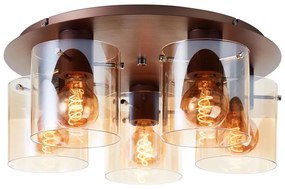 Brilliant - Mennyezeti lámpatest PETJE 5xE27/40W/230V átm. 52 cm barna/füstszínű