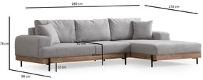 Sarokkanapé Eti Oak Jobbos - Szürke
