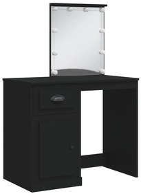 fekete fésülködőasztal LED-lámpákkal 130 x 50 x 132,5 cm