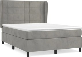 vidaXL világosszürke bársony rugós ágy matraccal 140x190 cm