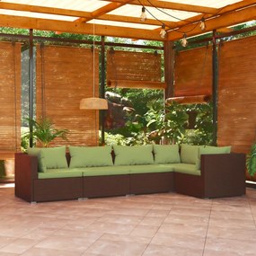 vidaXL 5 részes barna polyrattan kerti ülőgarnitúra párnákkal