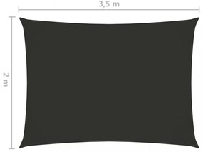 antracitszürke téglalap alakú oxford-szövet napvitorla 2x3,5 m