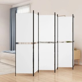 6 paneles fehér szövet térelválasztó 300x180 cm