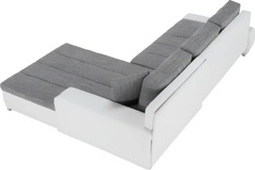 Ülőgarnitúra, műbőr fehér/szövet szürke melír, TONIKS