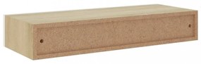 tölgyszínű és fehér MDF fiókos fali polc 60 x 23,5 x 10 cm