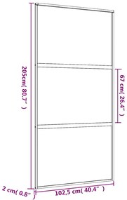 aranyszínű átlátszó ESG üveg és alumínium tolóajtó 102,5x205 cm