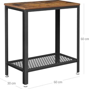 Tárolóasztal polccal TAYLOR 60x30 cm, rusztikus barna