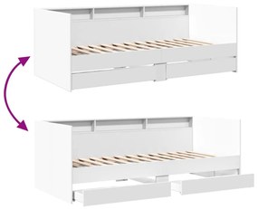 fehér kanapéágy fiókkal matrac nélkül 100x200 cm