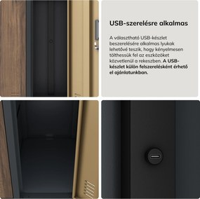 10 ajtós öltözőszekrény, antracit/dió, 1360x1720x450 mm: BARTEK Eco Design