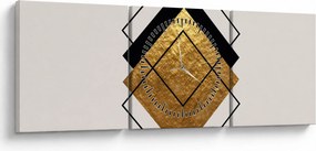 Kép - Absztrakció arany és fehér N⁰1 (órával) (90x30 cm)