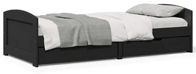 Napozóágy 2 fiókkal matrac nélkül IRUN Fekete 90x200 cm