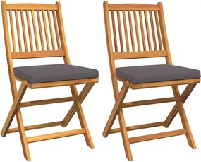 vidaXL Összecsukható szék párnával 2 pcs Barna Tömör akácfa