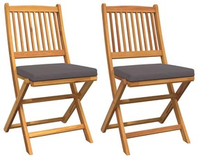 vidaXL Összecsukható szék párnával 2 pcs Barna Tömör akácfa