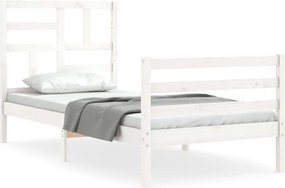 vidaXL fehér tömör fa ágykeret fejtámlával 90 x 200 cm