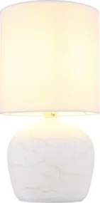 Globo 21739W Asztali lámpa, kerámia fehér, textil fehér, kábel PVC fehér, billenőkapcsoló a kábelen, ø: 160mm, M: 315mm, kábel hossza 1300mm, 1x E14 40W 230V izzó nélkül