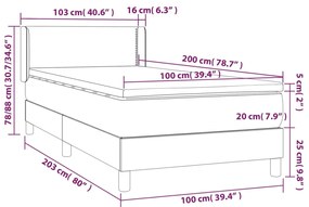 krémszínű műbőr rugós ágy matraccal 100 x 200 cm