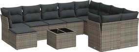 vidaXL 11 részes szürke polyrattan kerti ülőgarnitúra párnákkal