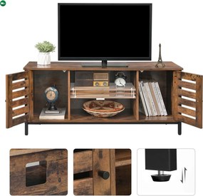TV szekrény polcokkal és két ajtóval, rusztikus barna 110x40x50cm