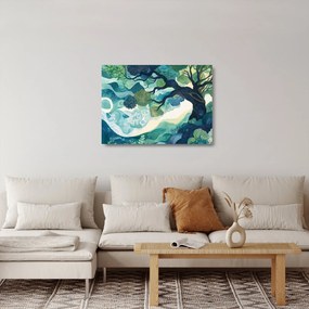 Üveg kép – Az életfa zöld lombkoronája (70x50 cm)
