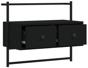 fekete szerelt fa fali TV szekrény 60,5 x 30 x 51 cm