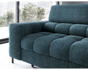 Kék buklé kinyitható-tárolóhelyes sarokkanapé (jobb oldali-L alakú) Ferucce – ELTAP