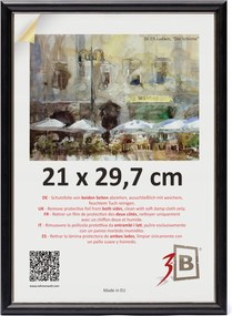 Fa képkeret A4 21x29,7 rusztikus fekete ezüst akril üveg