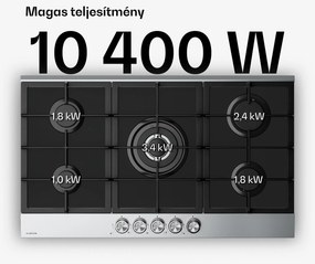 Klarstein Verosteel gázfőzőlap, 5 égőfej, elektromos gyújtás, földgázzal és LPG-vel kompatibilis, 10400W, 90cm