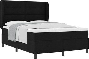 vidaXL Boxrugós ágy matracmal fejtámlával Fekete 140 x 190 cm szövet
