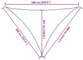 világosszürke háromszög alakú HDPE napvitorla 160 g/m² 4x4x5,8m