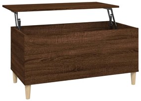 Barna tölgyszínű szerelt fa dohányzóasztal 90x44,5x45 cm