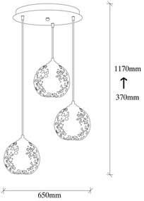 Csillár zsinóron FELLINI 3xE27/100W/230V