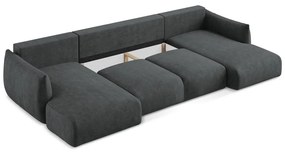 Sötétszürke zsenília kinyitható sarokkanapé (U alakú) Leila – Makamii