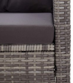 Kétszemélyes szürke polyrattan kerti kanapé párnákkal 124 cm