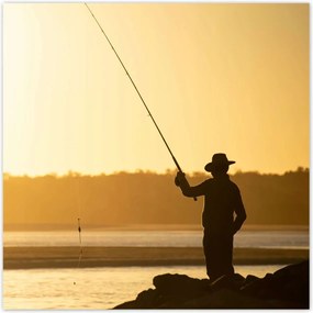 Poszterek 30x30 Halász a tengeri sziklákon