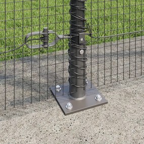 Hegesztett Drótkerítés 7 Flangolt Oszloppal Szürke 1,5x10 m Acél