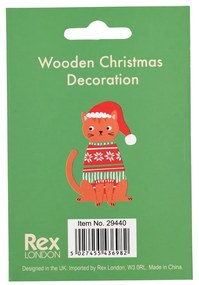 Fa karácsonyfadísz 5 cm Ginger Cat – Rex London