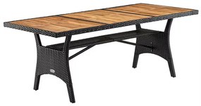Deuba Takeo rattan asztal 190x90x74 cm - fekete/agát