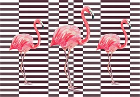 Fotótapéta Rózsaszín flamingók vinil sakktábla 460x300 +ragasztó