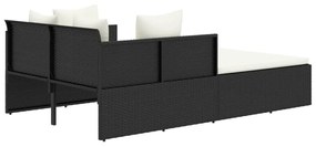 Fekete polyrattan napozóágy párnával 182 x 118 x 63 cm