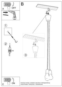 Csillár zsinóron DIEGO 3xE27/60W/230V
