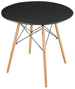 Skandináv stílusú kerek étkező asztal TODI 80cm - fekete/natúr láb