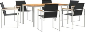 vidaXL Kert étkező szett 7 pcs Barna Tömör Teakfa