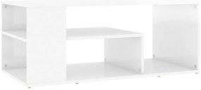 Fehér magasfényű szerelt fa dohányzóasztal 100 x 50 x 40 cm