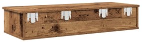 antik fa szerelt fa falipolc fiókokkal 100 x 37,5 x 19 cm