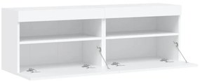 2 db fehér falra szerelhető TV-szekrény LED-ekkel 60x30x40 cm
