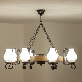 Brilagi - Láncra szerelt ROATA csillár 8xE14/40W/230V, átmérő 70 cm, bükk/dió