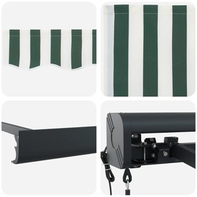 Automatikus Behúzható Napernyő Zöld és Fehér 300x250 cm